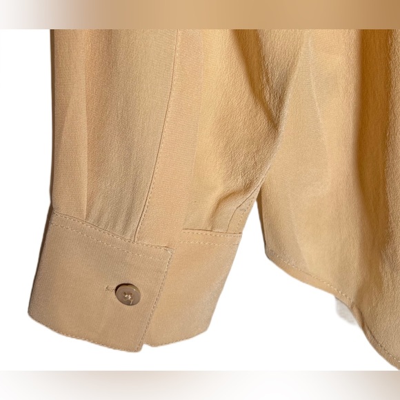 NEW Everlane 100% Silk Hidden-Button Peachy Tan Long-Sleeved Career Blouse, S - Picture 10 of 16